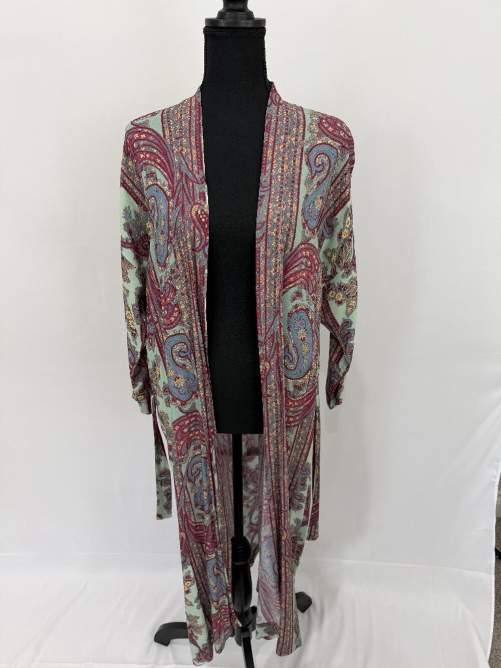 Novella Royale The Bianca Robe Aqua Paisley Kimono M/L NWT